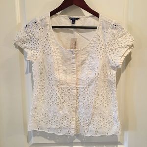 Cream eyelet cutout top new with tags!